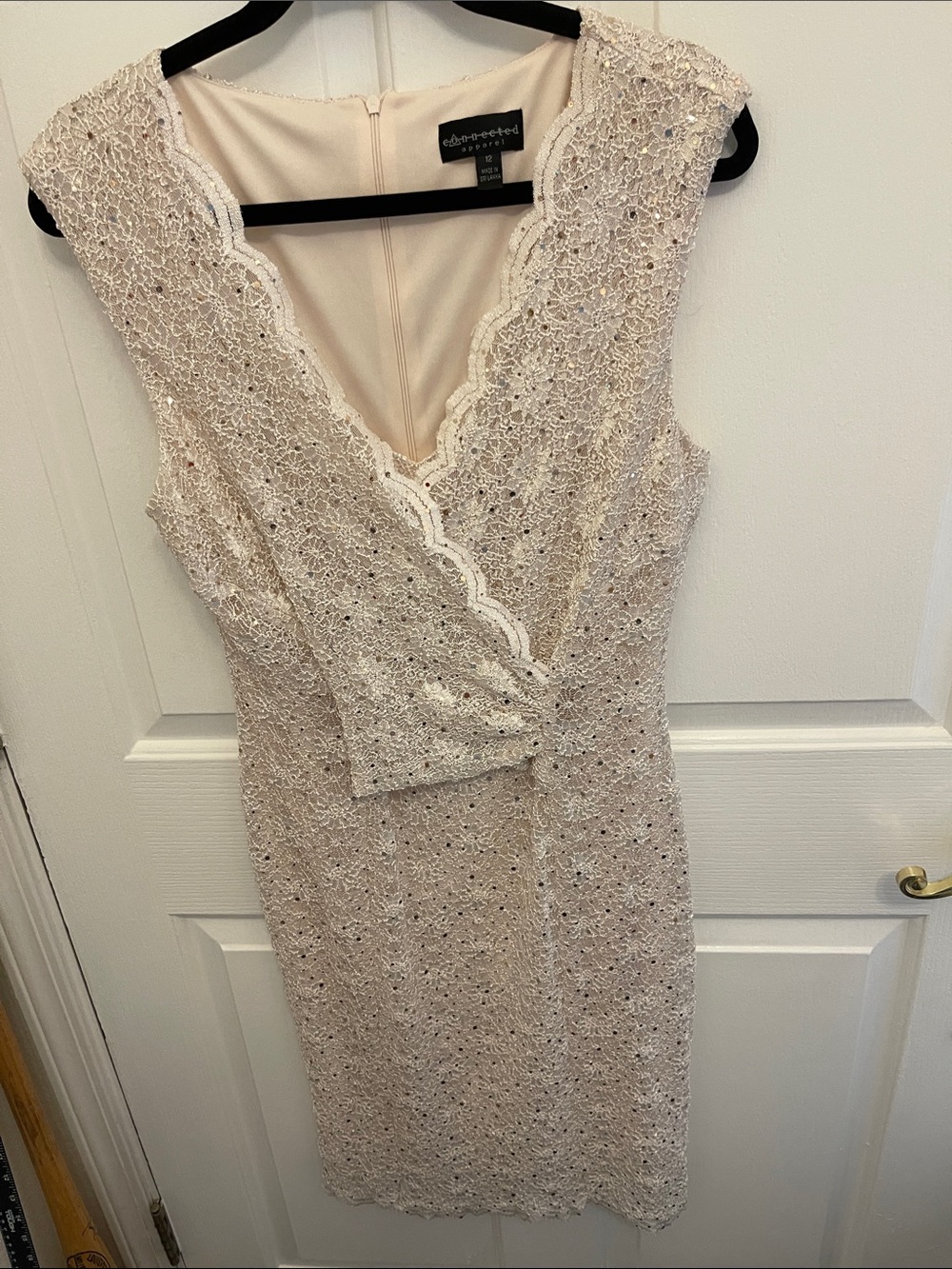 “Connected” Blush Midi Lace Sheath Dress